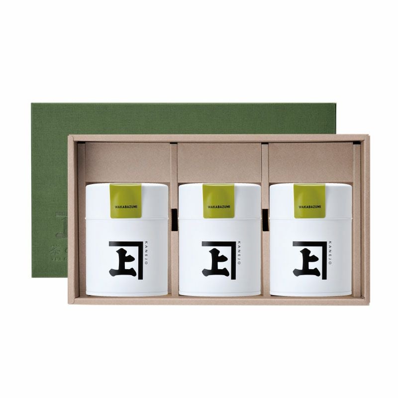 かねじょう 茶の庭 【ご贈答用新茶・化粧箱入り】 静岡・掛川深蒸し茶 100g缶 3本
