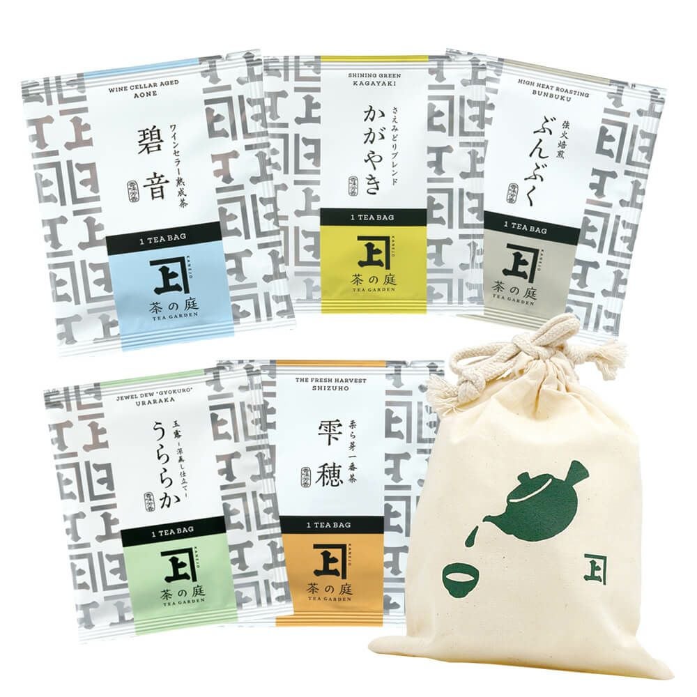 巾着入】一煎茶ティーバッグ飲み比べセット（5種） | 茶の庭オンライン