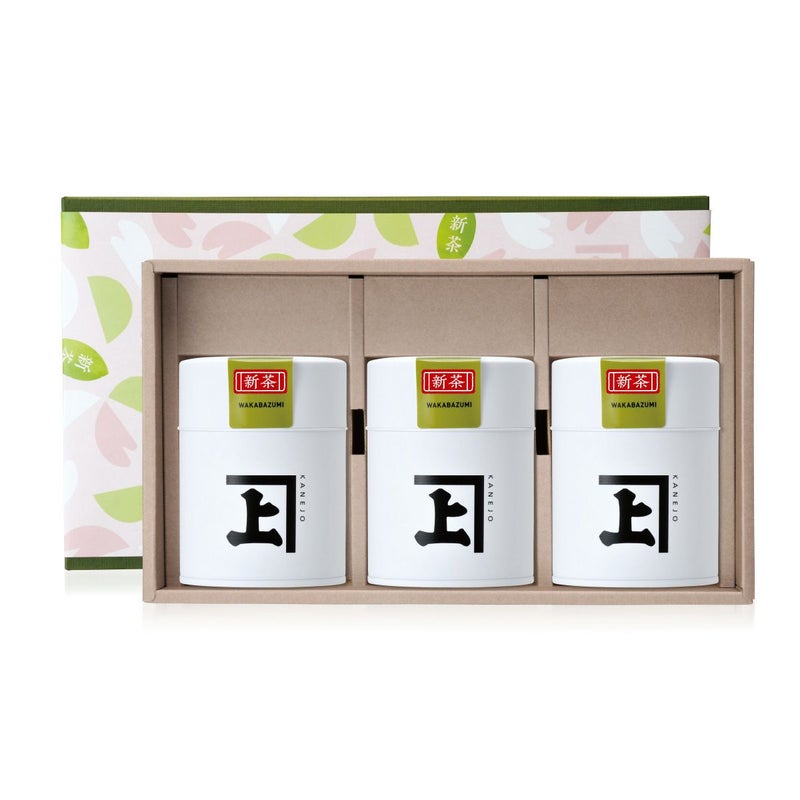 【2026新茶】【化粧箱入り】新茶 若葉摘み100g缶×3本